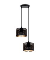 H&auml;ngelampe Metall Loft 2-flmg E27 B:30 cm Schwarz Gold