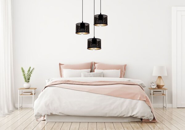 Hängelampe Metall Loft 3-flmg E27 B:40 cm Schwarz Gold