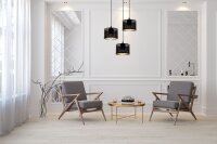 H&auml;ngelampe Metall Loft 3-flmg E27 B:40 cm Schwarz Gold