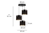 Lampe à suspendre métal noir or E27 3-flmg...