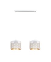 H&auml;ngelampe Metall Wei&szlig; Gold E27 2-flammig 50 cm lang