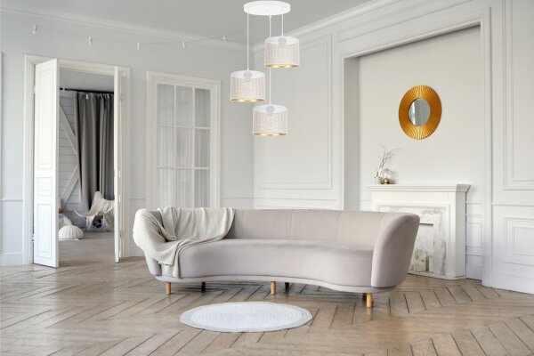 Hängelampe Metall Weiß Gold E27 3-flammig Ø45 cm Loft