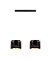Lange H&auml;ngelampe Metall Schwarz Gold E27 2-flmg 45 cm