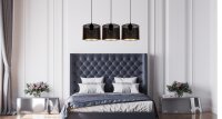 Pendelleuchte Metall Schwarz Gold E27 3-flmg 70 cm lang