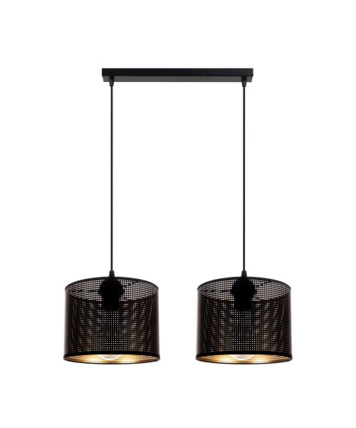 Pendelleuchte Metall Schwarz Gold E27 2-flmg 50 cm lang