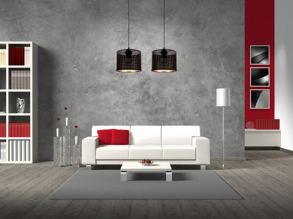 Pendelleuchte Metall Schwarz Gold E27 2-flmg 50 cm lang