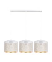 Pendelleuchte Metall Wei&szlig; Gold E27 3-flmg 70 cm lang