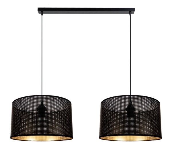 Große Pendelleuchte Metall Schwarz Gold E27 L:90 cm