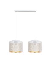 Pendelleuchte Metall Wei&szlig; Gold E27 2-flmg 50 cm lang