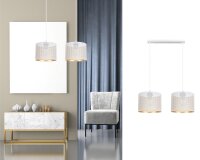 Pendelleuchte Metall Weiß Gold E27 2-flmg 50 cm lang