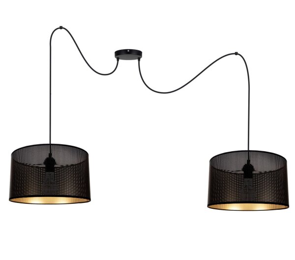 Hängelampe Spider Schwarz Gold E27 2-flmg L:200 cm groß