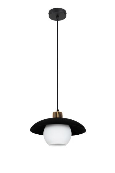 Suspension verre métal E27 Ø30 cm noir anti-éblouissement