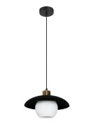 Pendelleuchte Glas Metall E27 Ø30 cm Schwarz blendarm