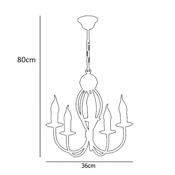 Schwarzer Kronleuchter Metall 5-flammig E14 Klassisch
