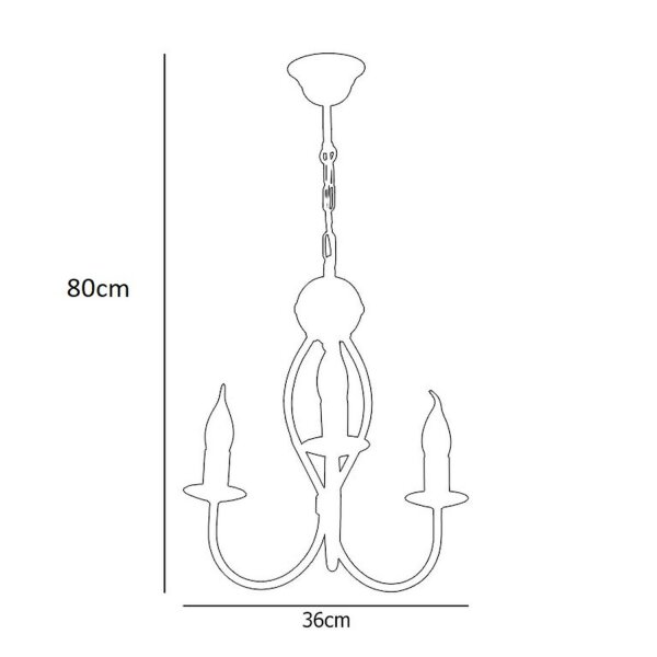 Schwarzer Kronleuchter Metall B:36 cm E14 Klassisch