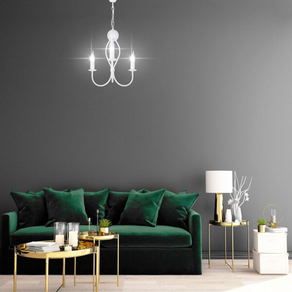 Lustre blanc Métal L:36 cm E14 Classique