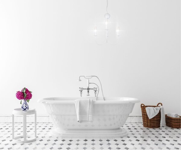 Lustre blanc métal 5 flammes E14 Classique