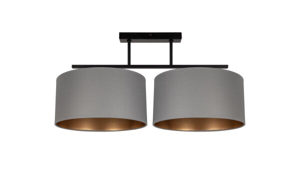 Deckenlampe Stoff blendarm Schwarz Grau Gold E27 70 cm
