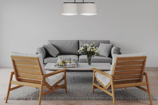 Blendarme Deckenlampe Stoff Schwarz Grau Weiß E27 70 cm