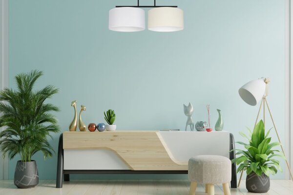 Blendarme Plafonnier Tissu Blanc Ecru E27 L:70 cm
