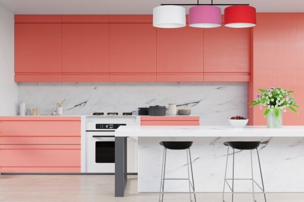 Blendarme Deckenlampe Stoff Weiß Rosa Rot E27 L:100 cm