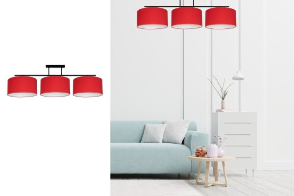 Plafonnier confortable Tissu Noir Rouge E27 100 cm