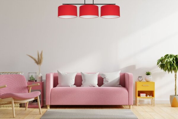 Plafonnier confortable Tissu Noir Rouge E27 100 cm