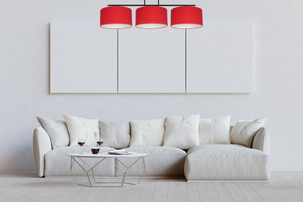Plafonnier confortable Tissu Noir Rouge E27 100 cm