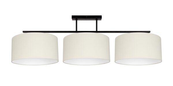 Plafonnier long Tissu Noir Ecru Blanc E27 100 cm