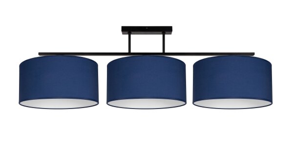 Lange Deckenleuchte Stoff Schwarz Blau Weiß E27 100 cm