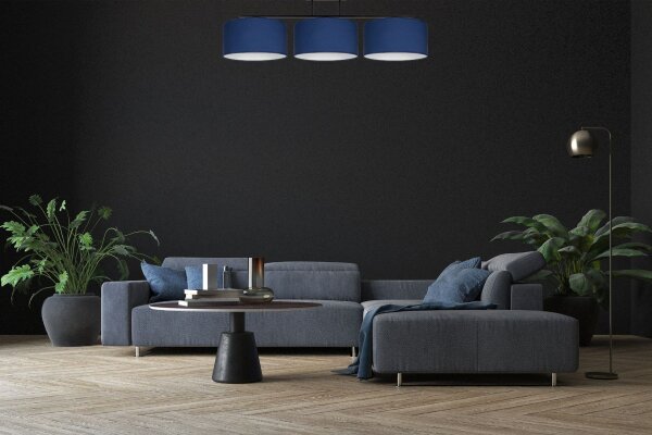 Lange Deckenleuchte Stoff Schwarz Blau Weiß E27 100 cm