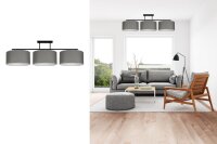 Lampe de plafonnier confortable tissu graphite blanc E27...