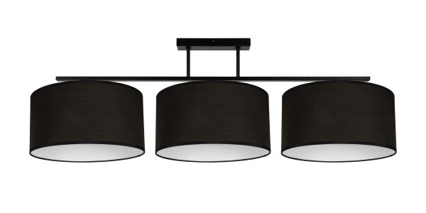 Blendarme Lampe de plafonnier tissu noir blanc E27 3-flamme