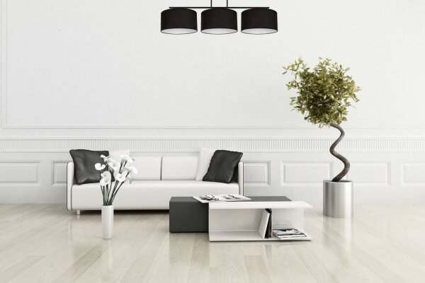 Blendarme Lampe de plafonnier tissu noir blanc E27 3-flamme