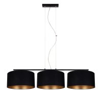 Suspension confortable tissu noir or E27 100 cm