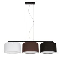 H&auml;ngelampe Stoff Wei&szlig; Braun Schwarz E27 100 cm lang