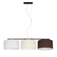 Pendelleuchte Stoff Wei&szlig; Ecru Braun E27 100 cm lang