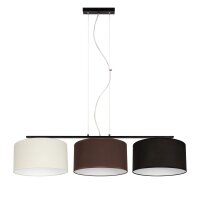 Lange H&auml;ngelampe Stoff Ecru Braun Schwarz E27 L:100 cm