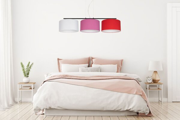 Confortable lampe à suspendre Tissu Blanc Rose Rouge E27 L:100 cm