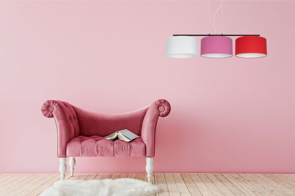 Confortable lampe à suspendre Tissu Blanc Rose Rouge E27 L:100 cm