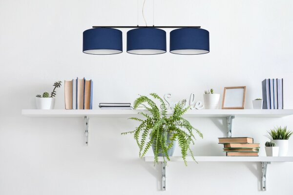 Blendarme Lampe à suspendre Tissu Noir Bleu E27 L:100 cm