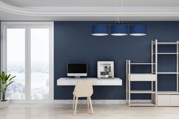 Blendarme Lampe à suspendre Tissu Noir Bleu E27 L:100 cm