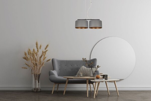 Tissu Lampe à suspendre éblouissante graphite or E27 70 cm de long
