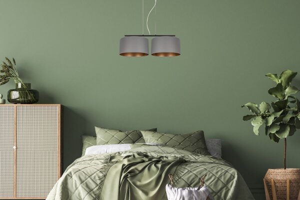 Tissu Lampe à suspendre éblouissante graphite or E27 70 cm de long