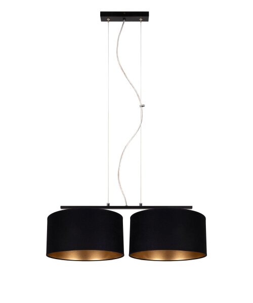 Tissu Lampe à suspendre éblouissante noir or E27 70 cm de long