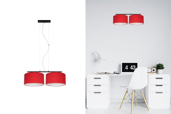 Tissu Lampe à suspendre faible éblouissement Rouge Blanc E27 70 cm de long