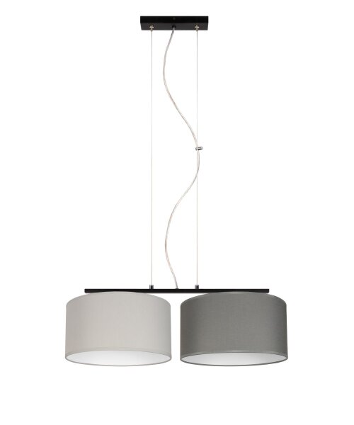 Suspension métal tissu E27 noir gris graphite