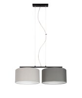 Suspension m&eacute;tal tissu E27 noir gris graphite