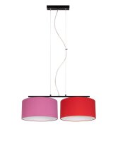 Suspension m&eacute;tal tissu E27 70 cm rose rouge...