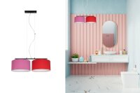 Suspension métal tissu E27 70 cm rose rouge...